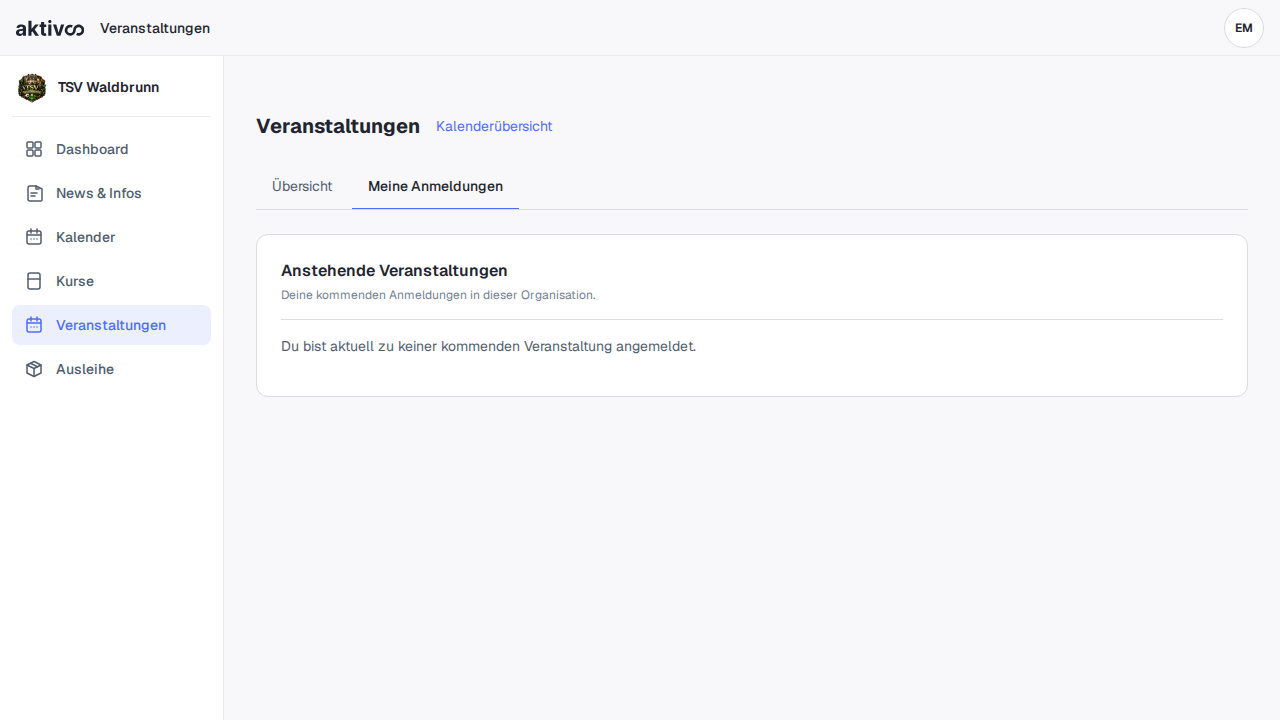 Veranstaltungen – Meine Anmeldungen (Mitglied)